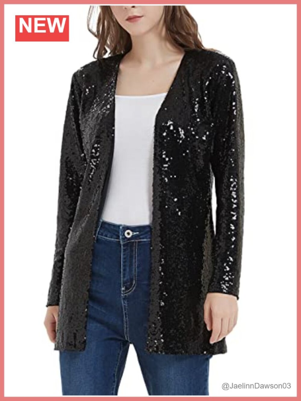 Sequin Open Front Blazer Jacket Long Sleeve Party Cocktail Outerwear